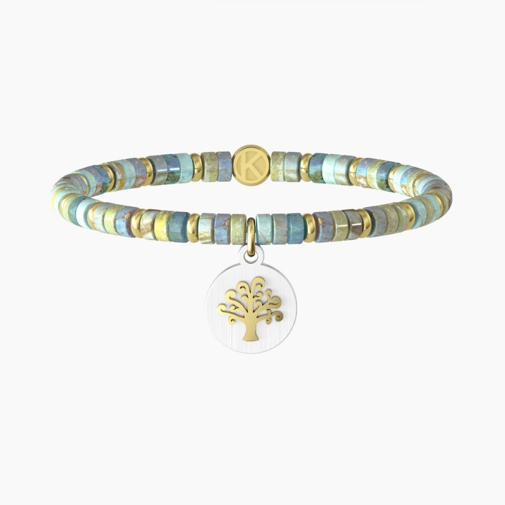 Kidult Bracciale Acciaio e Diaspro Azzurro Nature