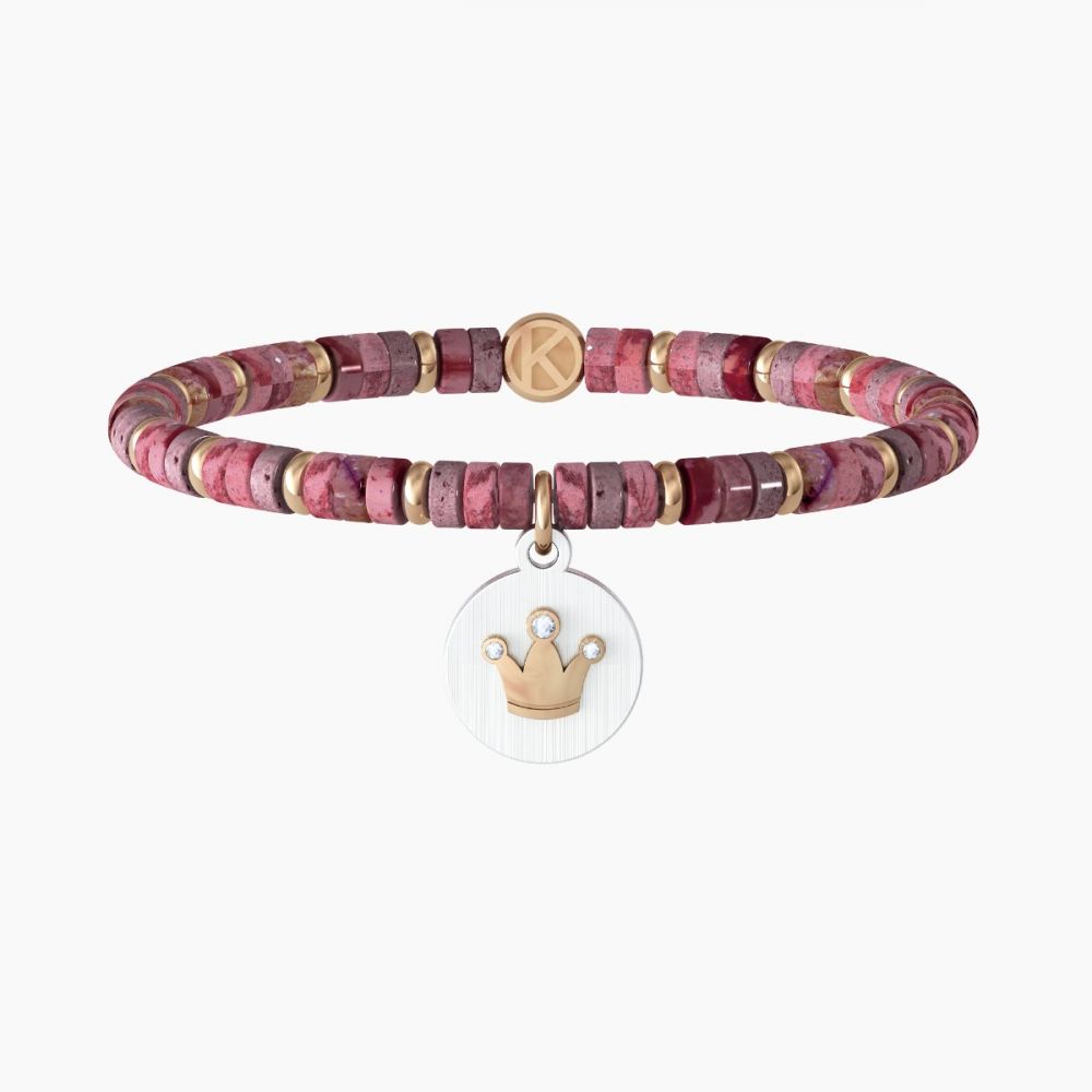 Kidult Bracciale Acciaio e Diaspro Rosso Symbols