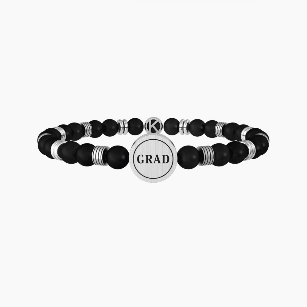 Kidult Bracciale Acciaio e Agata Nera Special Moments