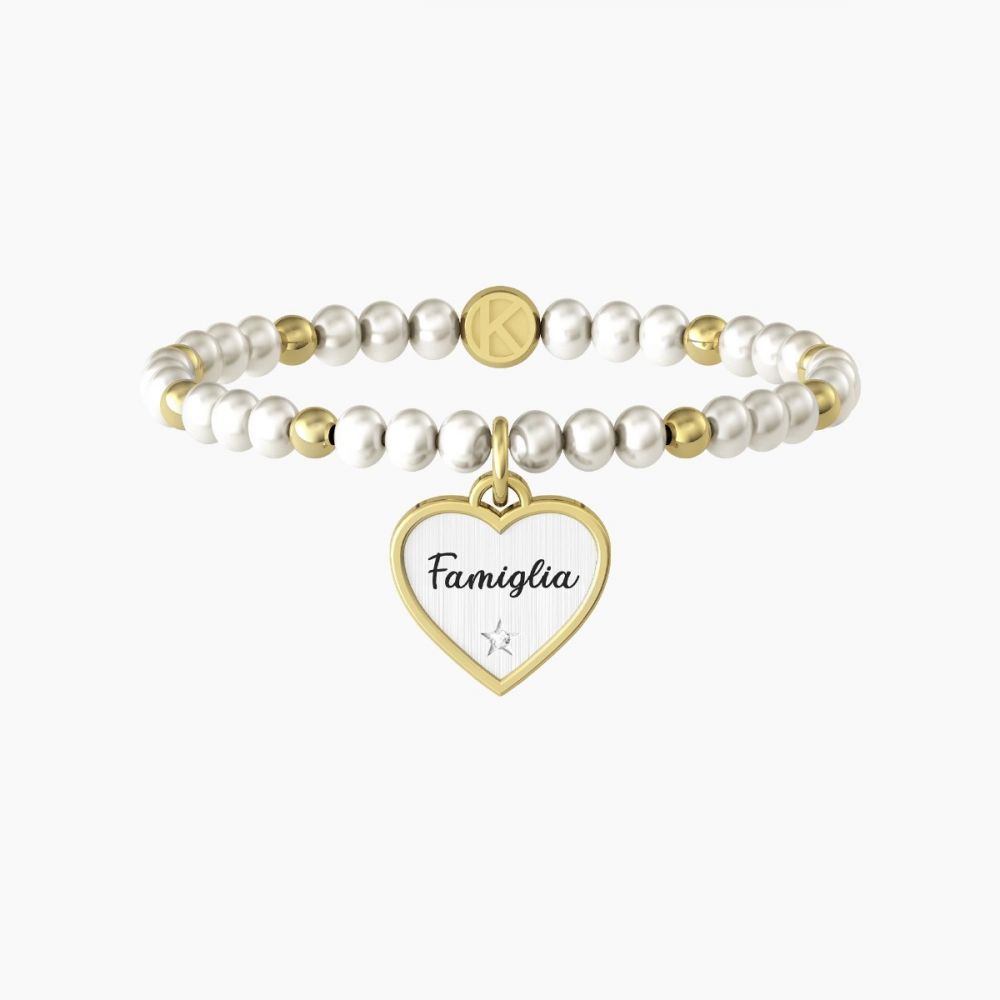 Kidult Bracciale Elastico Perle e Sfere Gold Family