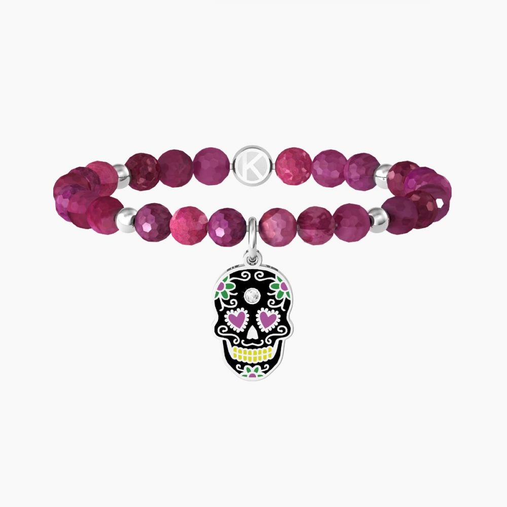 Kidult Bracciale Elastico Donna Teschio Messicano Symbols