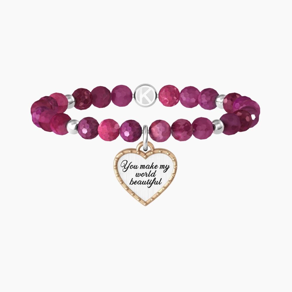 Kidult Bracciale Donna Elastico Agata Fucsia Love