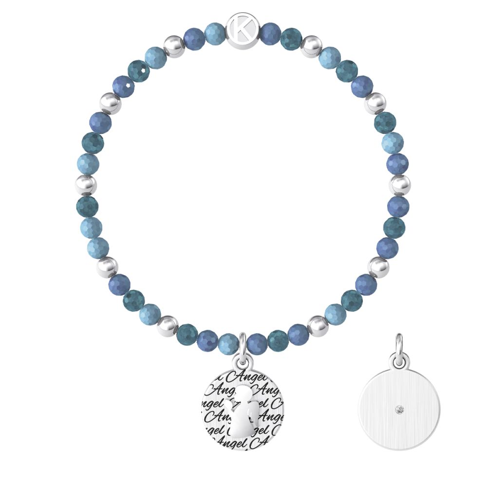 Kidult Bracciale Elastico Agata Azzurra Angelo Spirituality