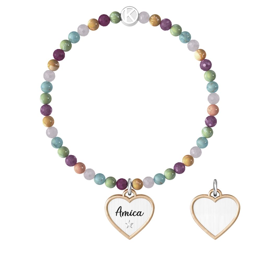 Kidult Bracciale Elastico Pietre Multicolor Amica Love