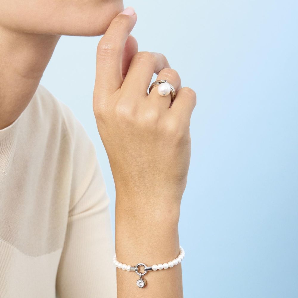 Kidult Bracciale Acciaio e Perle Per Ciondoli By You