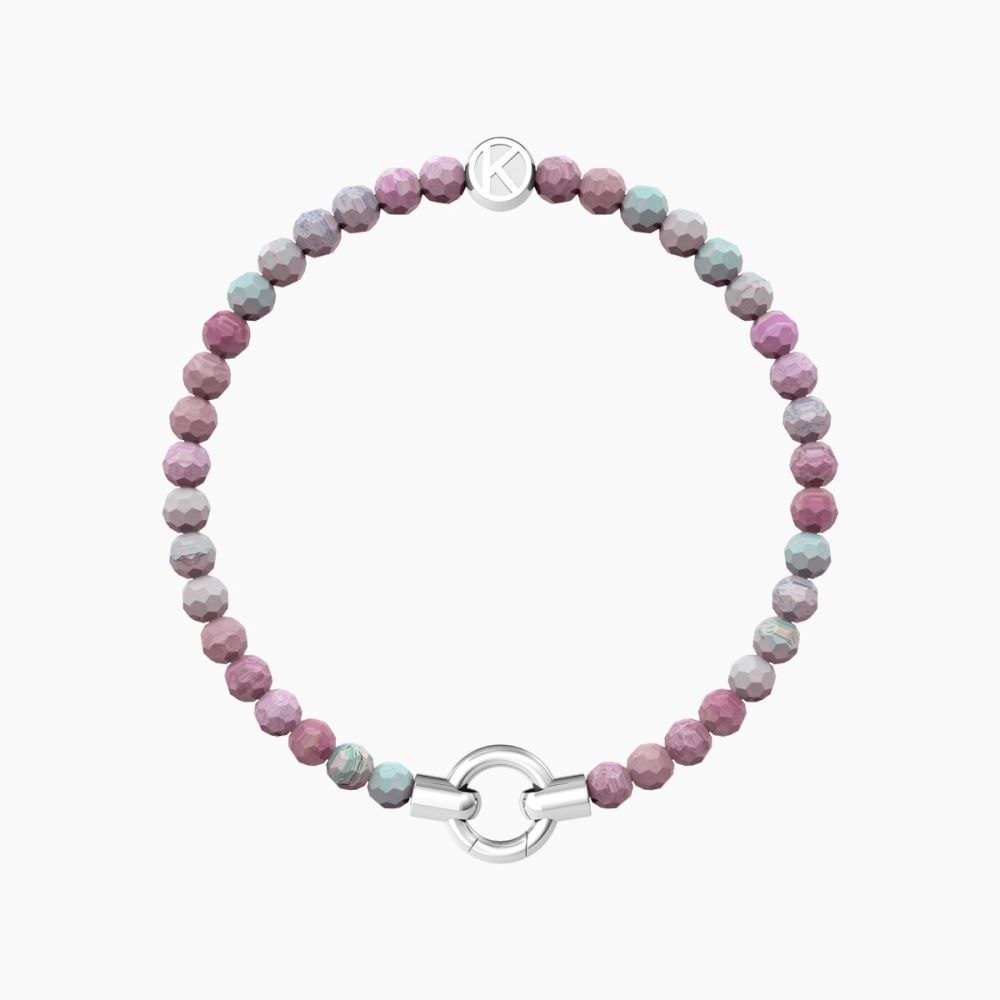 Kidult Bracciale Acciaio e Agata Rosa Per Ciondoli By You