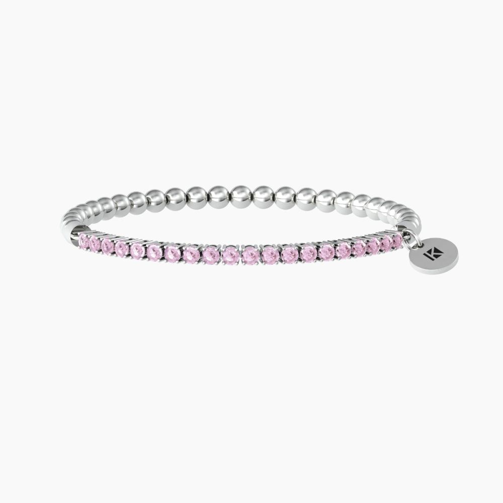 Kidult Bracciale Elastico Sfere e Zirconi Rosa Energy Stone