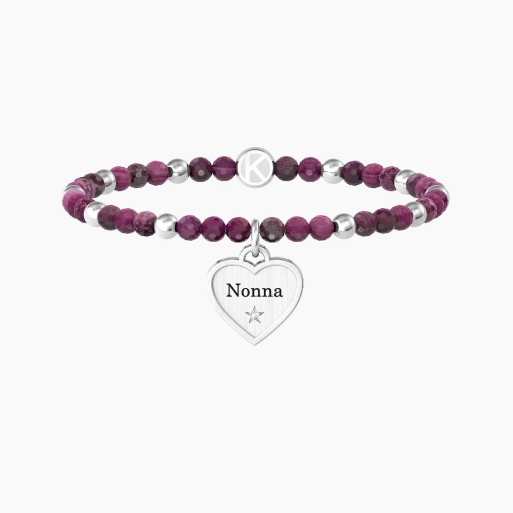 Kidult Bracciale Elastico Agata Fucsia Cuore 