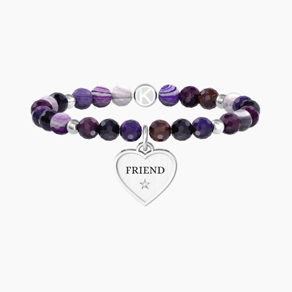 Kidult Bracciale Elastico Agata Viola Cuore 