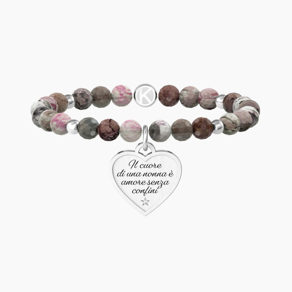 Kidult Bracciale Elastico Agata Multi Cuore 