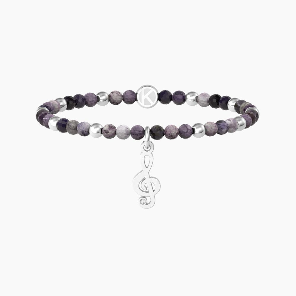 Kidult Bracciale Elastico Agata Viola Chiave di VIolino Symbols