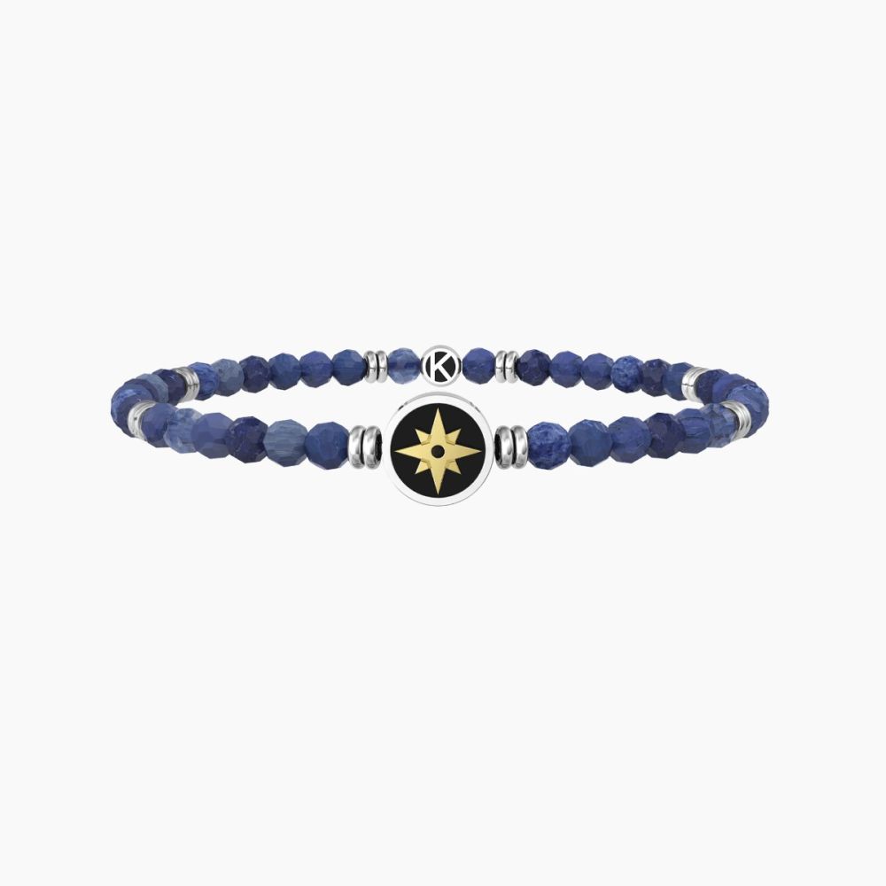 Kidult Bracciale Elastico Agata Blu e Rosa dei Venti Symbols