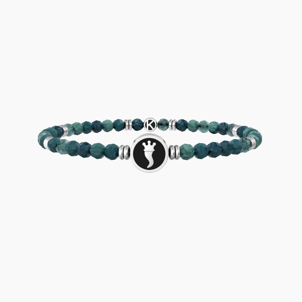 Kidult Bracciale Elastico Agata Verde e Cornetto Symbols