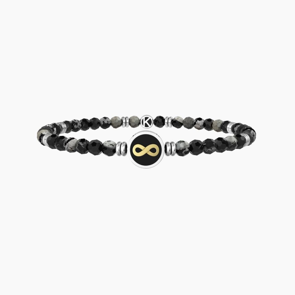 Kidult Bracciale Elastico Agata Nera Infinito Symbols