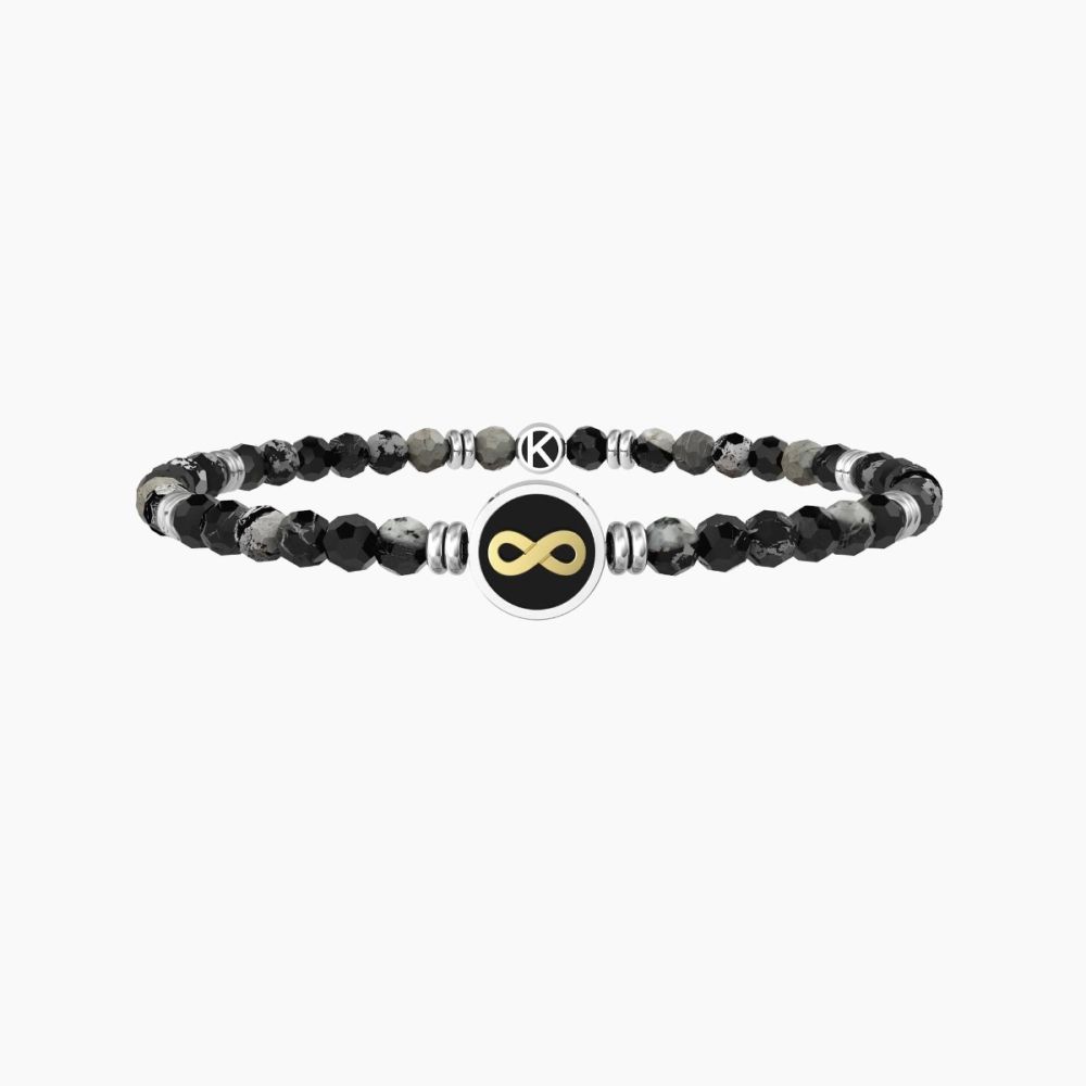 Kidult Bracciale Elastico Agata Nera Infinito Symbols