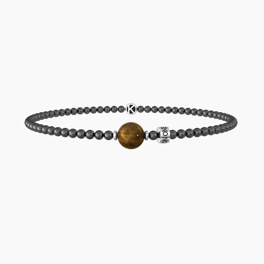 Kidult Bracciale Elastico Sfere e Occhio Di Tigre Love