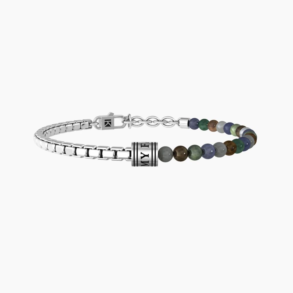 Kidult Bracciale Acciaio e Pietre Multicolor Family