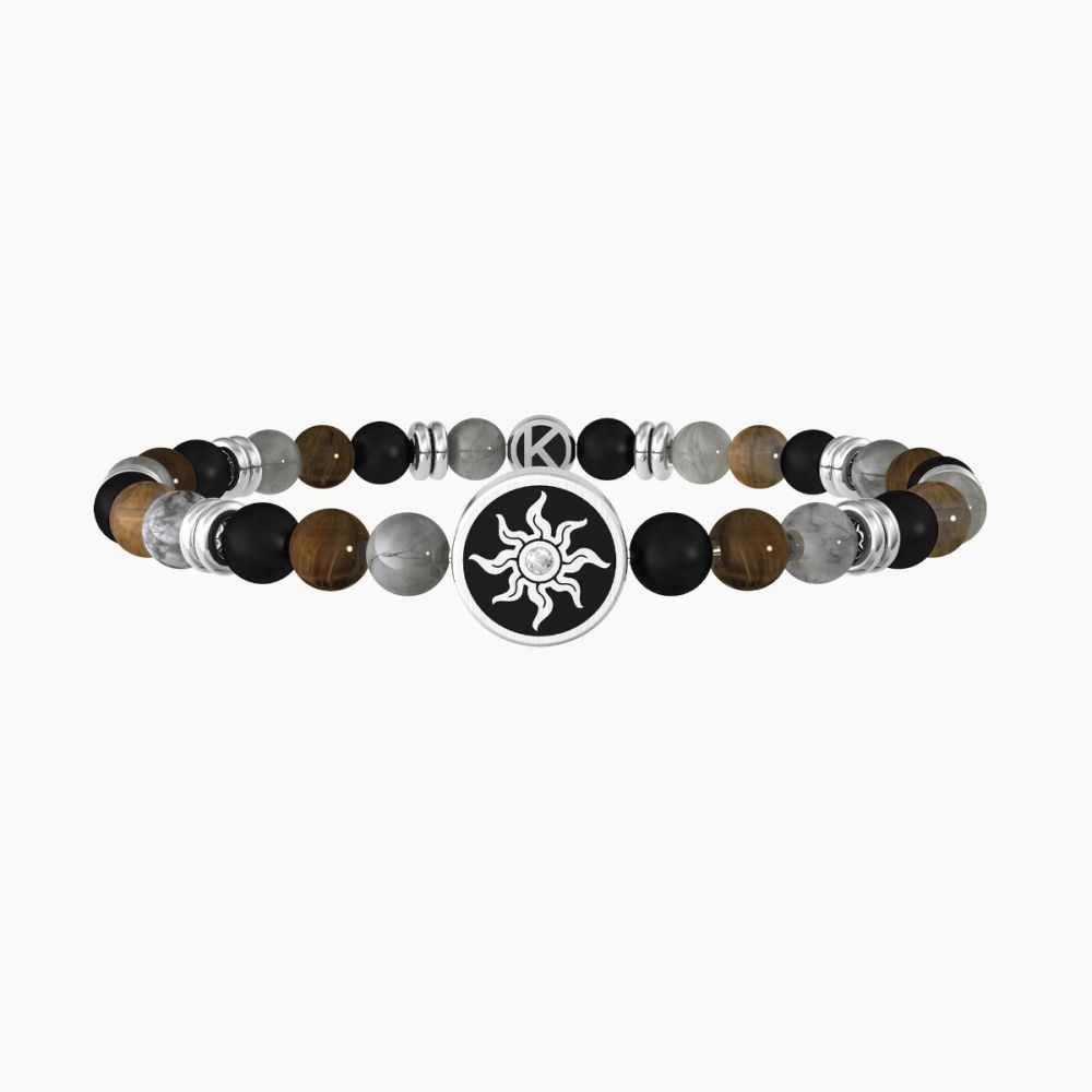 Kidult Bracciale Elastico Pietre Multi e Sole Symbols