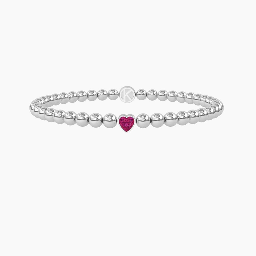 Kidult Bracciale Elastico Sfere Acciaio e Cuore Tormalina