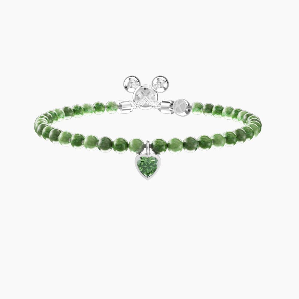 Kidult Bracciale Acciaio Diaspro Verde e Cuore Energy Stone