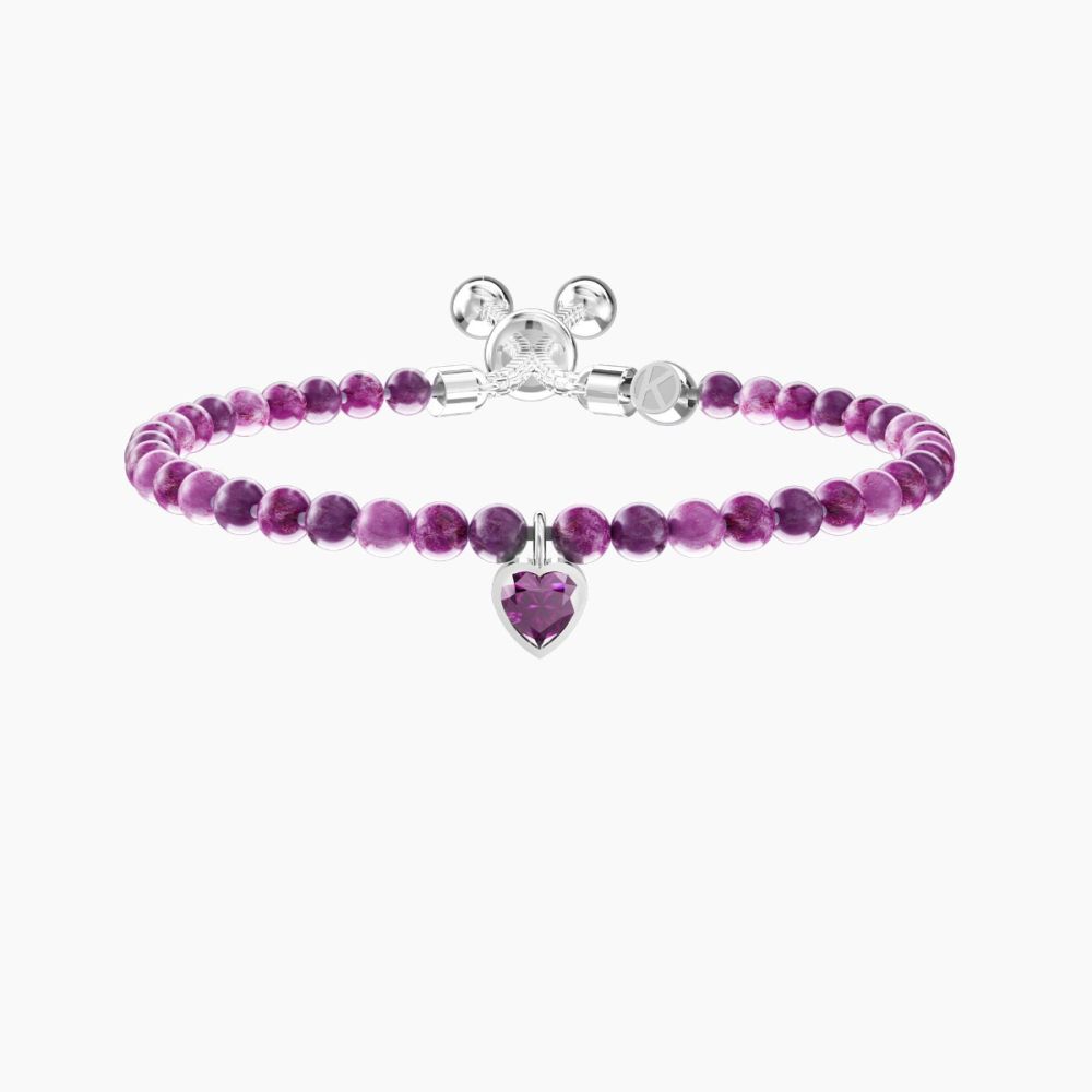 Kidult Bracciale Acciaio Diaspro Viola Energy Stone