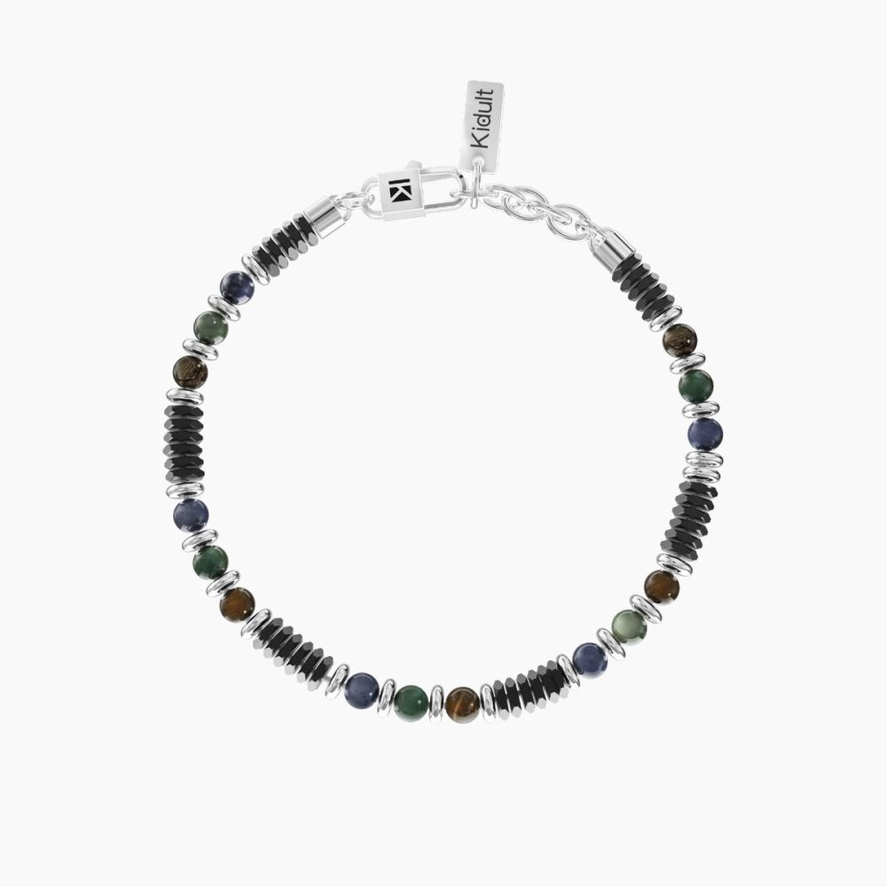 Kidult Bracciale Acciaio Giada e Pietre Philosophy