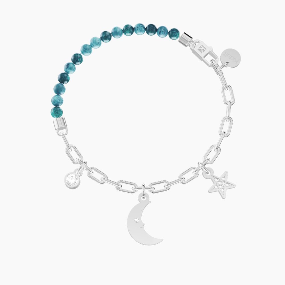 Kidult Bracciale Acciaio Pietre Luna e Stella Symbols