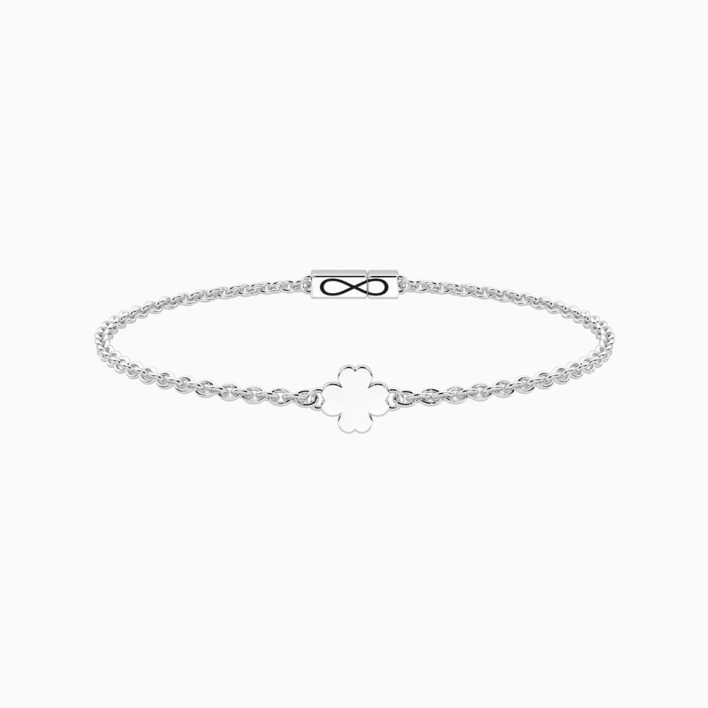 Kidult Bracciale Acciaio Quadrifoglio e Chiusura Infinito