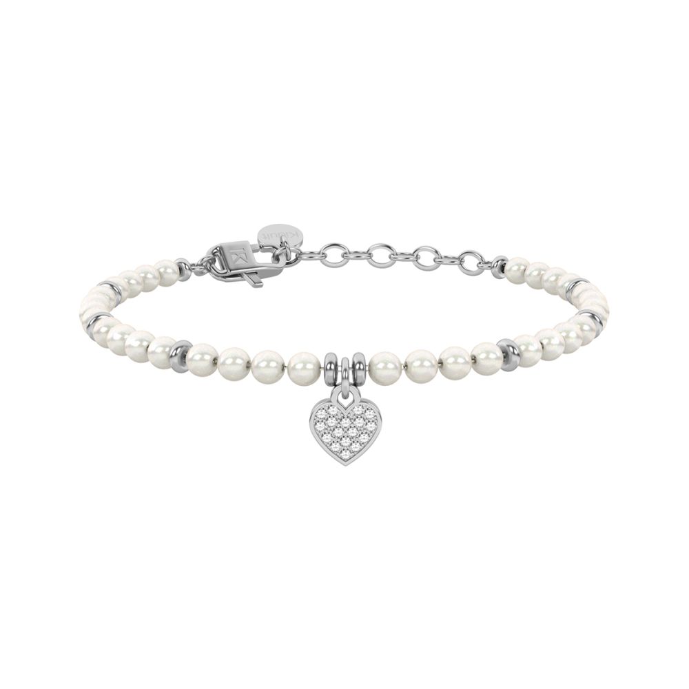 Kidult Bracciale Acciaio Perle e Cuore Family