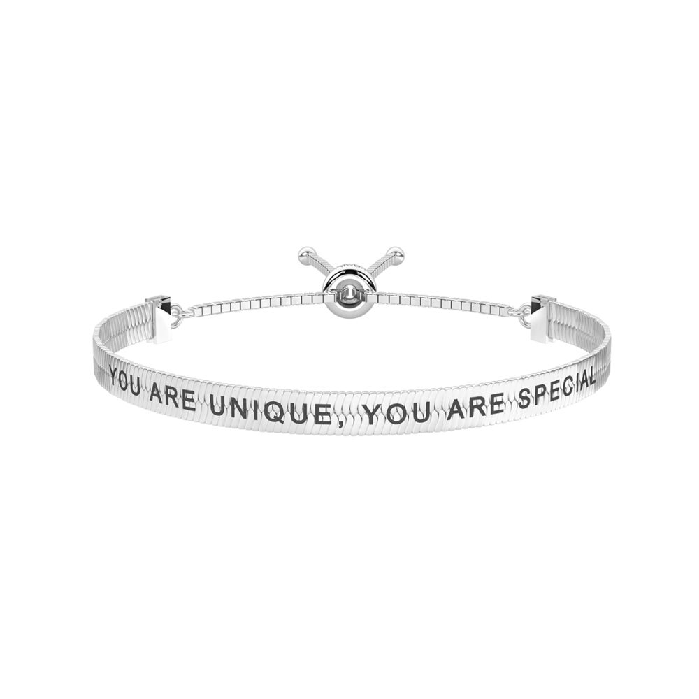 KIdult Bracciale Acciaio Maglia Piatta con Scritta