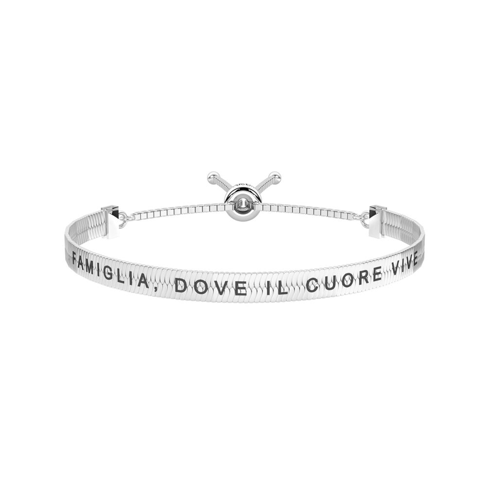 KIdult Bracciale Acciaio Maglia Piatta con Scritta