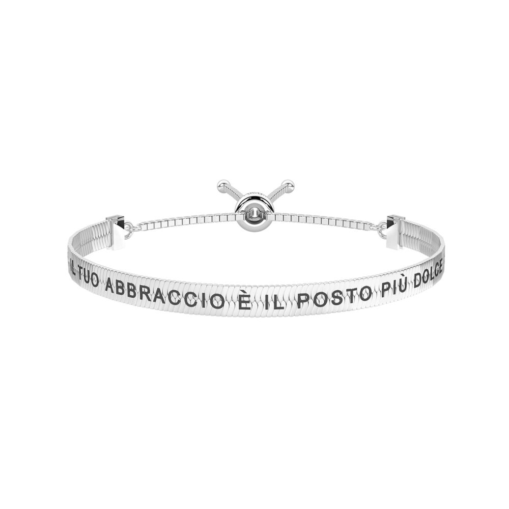 KIdult Bracciale Acciaio Maglia Piatta con Scritta