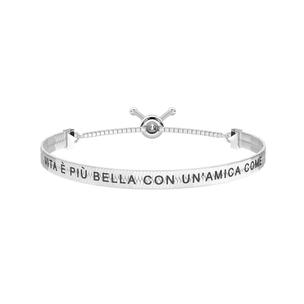 KIdult Bracciale Acciaio Maglia Piatta con Scritta