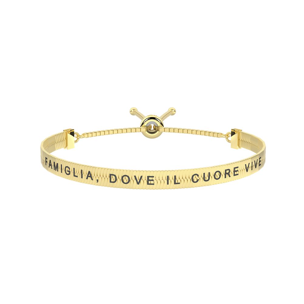 KIdult Bracciale Acciaio Gold Maglia Piatta con Scritta