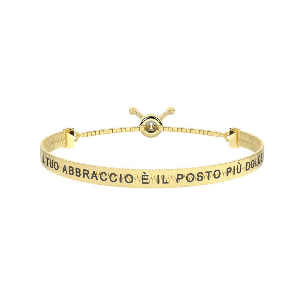 KIdult Bracciale Acciaio Gold Maglia Piatta con Scritta