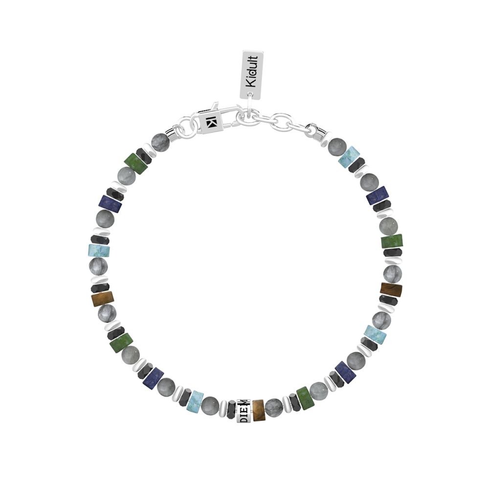 Kidult Bracciale Acciaio Pietre Multicolor Carpe Diem