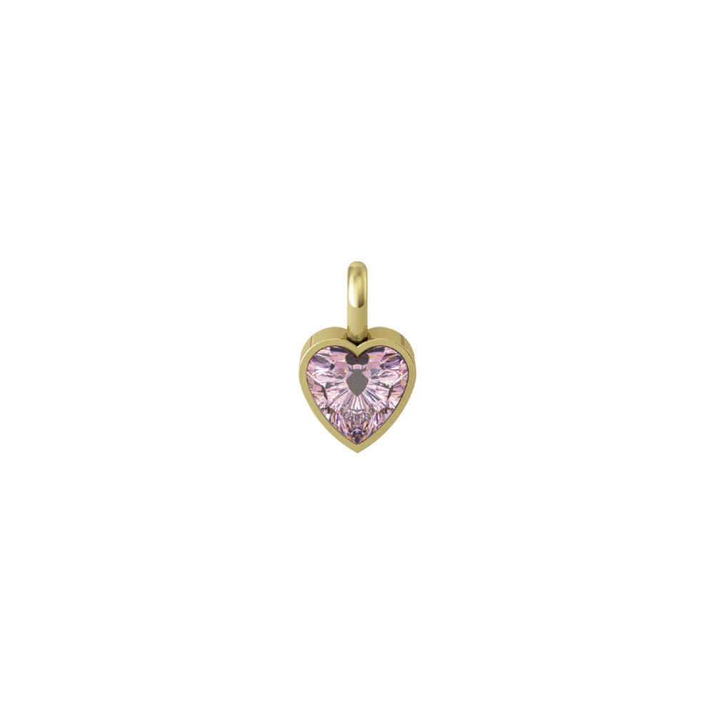 Kidult Ciondolo Cuore Acciaio Gold Zircone Rosa By You