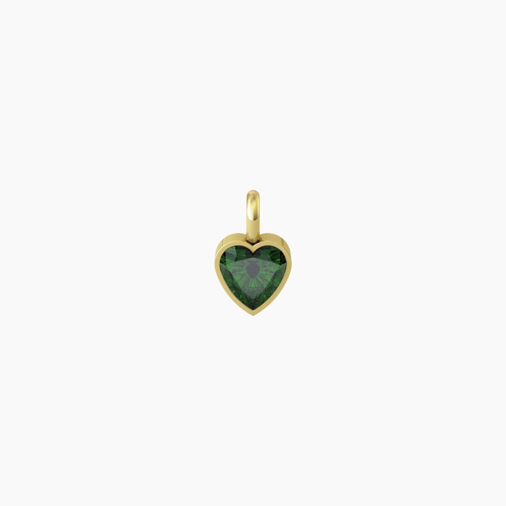 Kidult Ciondolo Cuore Acciaio Gold Zircone Verde By You