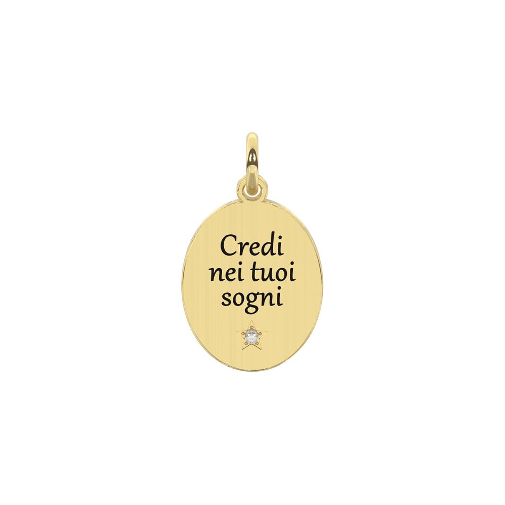 Kidult Ciondolo Acciaio Gold con Cristallo By You