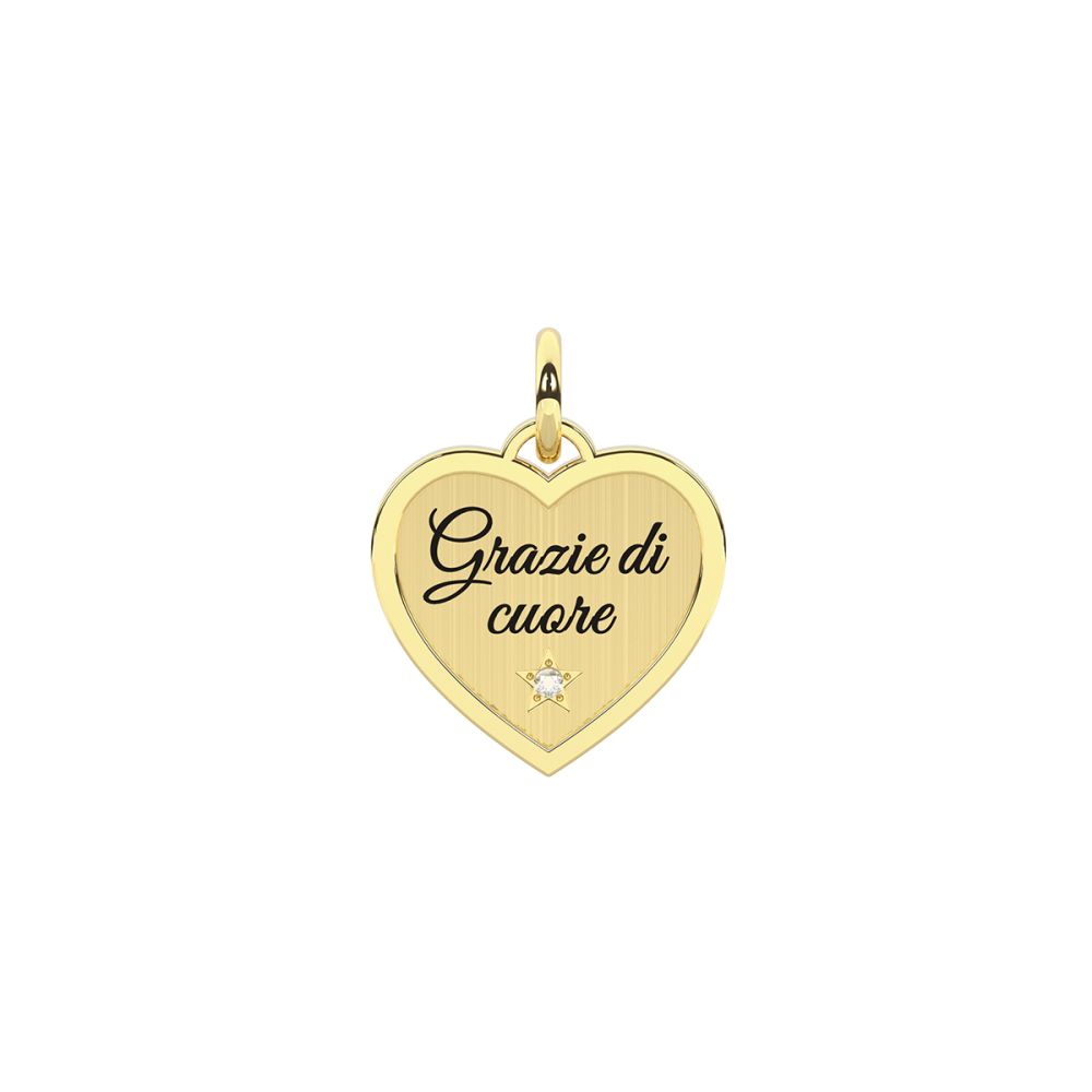 Kidult Ciondolo Acciaio Gold Cuore con Cristallo By You