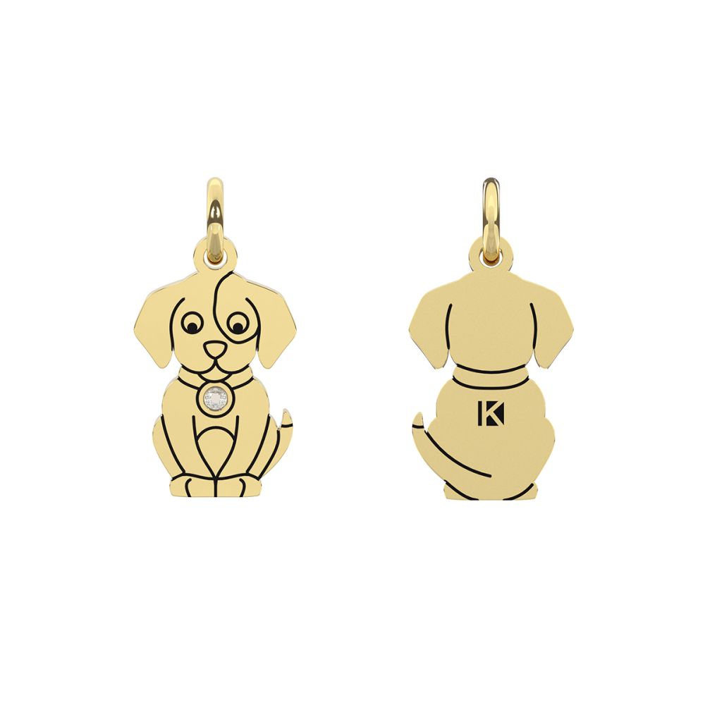 Kidult Ciondolo Acciaio Gold Cane con Cristallo By You