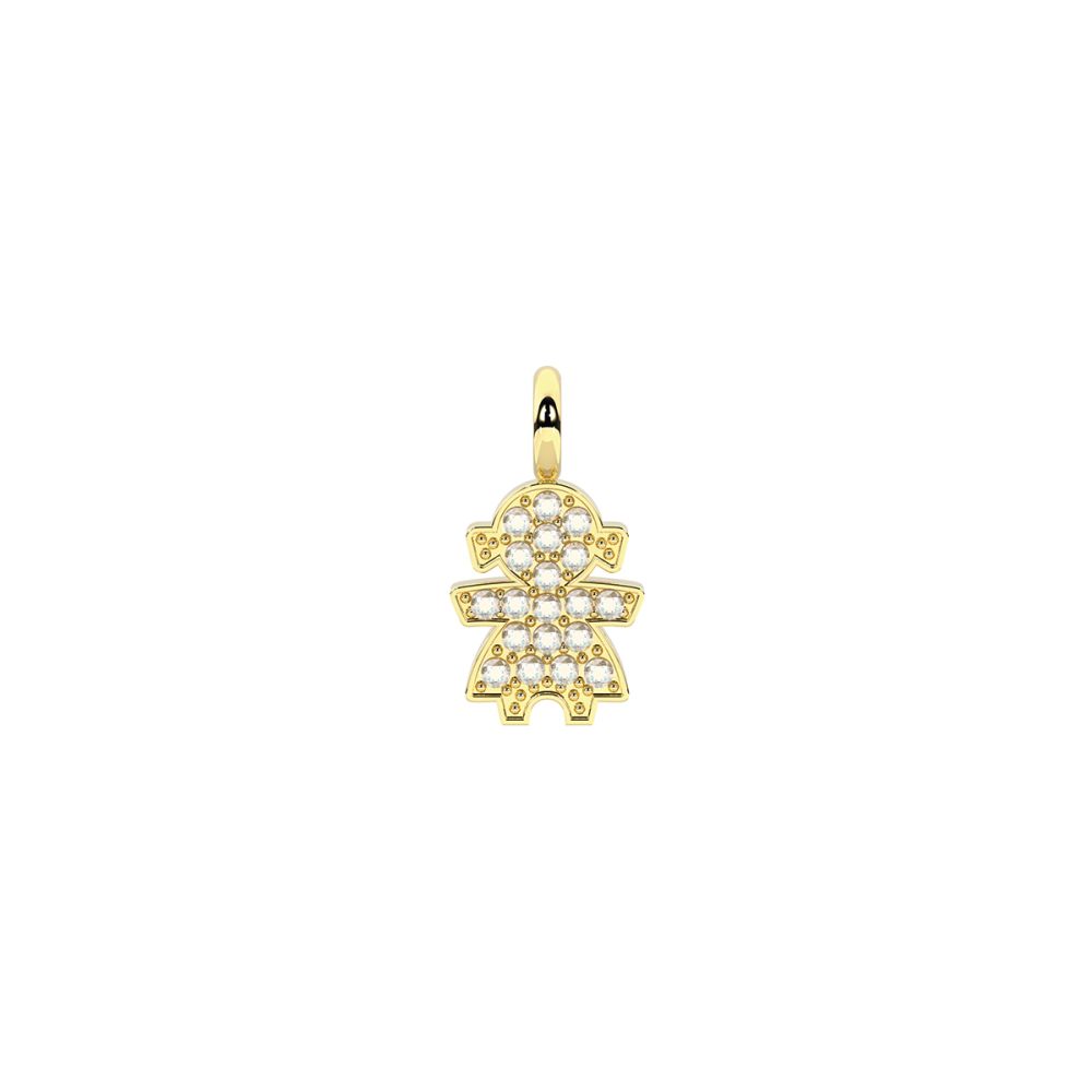 Kidult Ciondolo Acciaio Gold Bambina con Cristalli By You