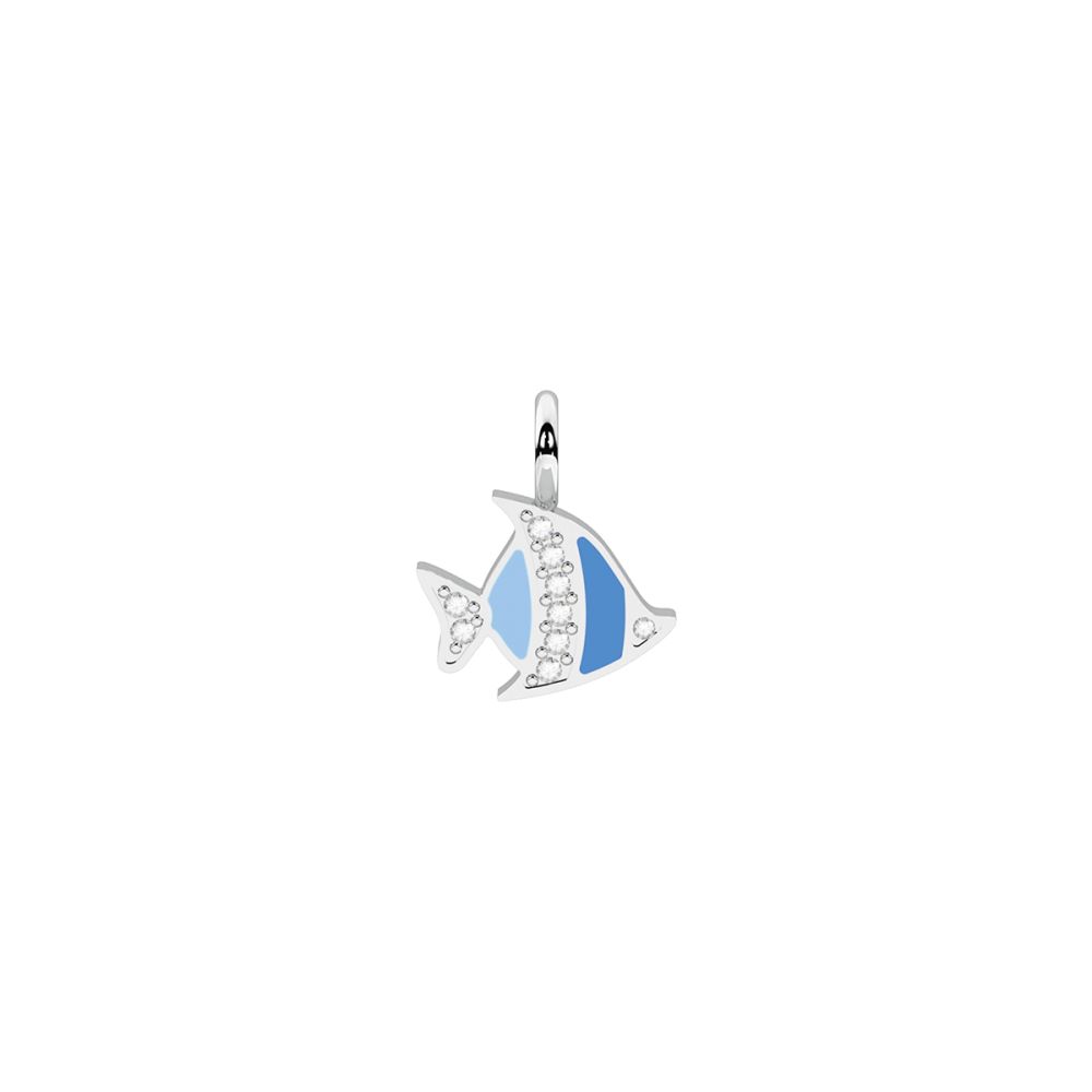 Kidult Ciondolo Acciaio Pesce Smaltato e Cristalli By You