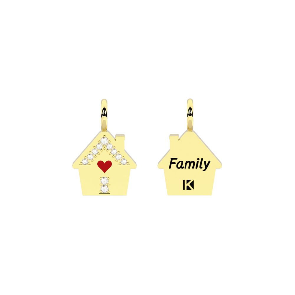 Kidult Ciondolo Acciaio Gold Casa Smalto e Cristalli By You