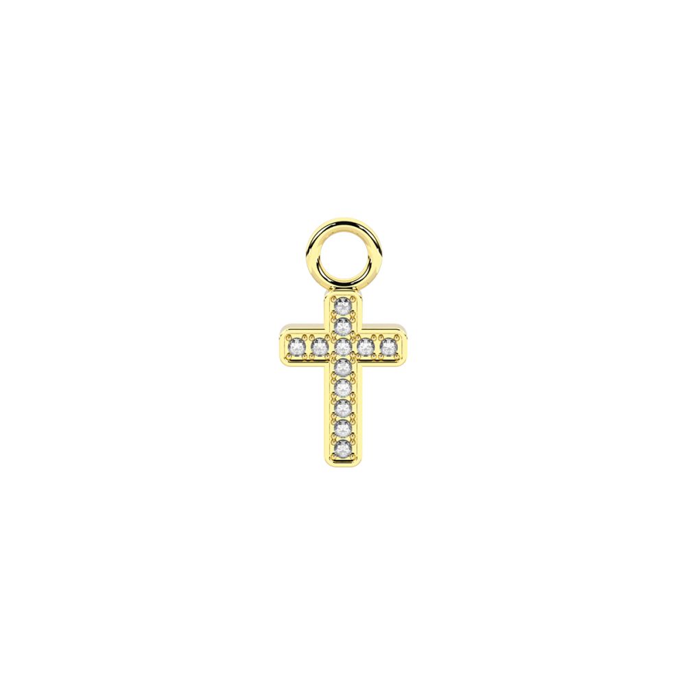 Kidult Ciondolo Orecchino Acciaio Gold Croce con Zirconi By You