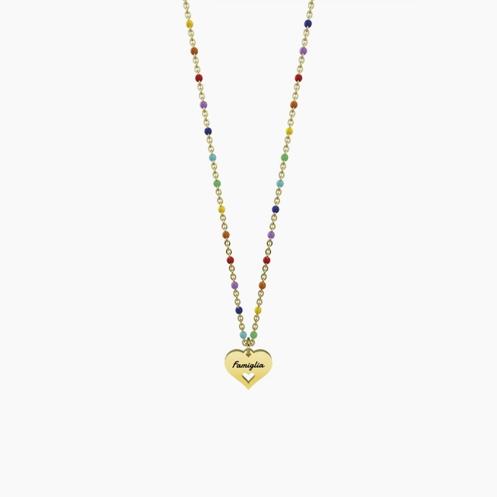 Kidult Girocollo Acciaio Gold Cuore Famiglia