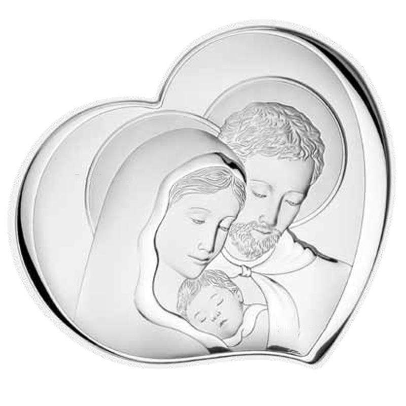 Valenti Icona Sacra Famiglia Argento e Legno 18X15