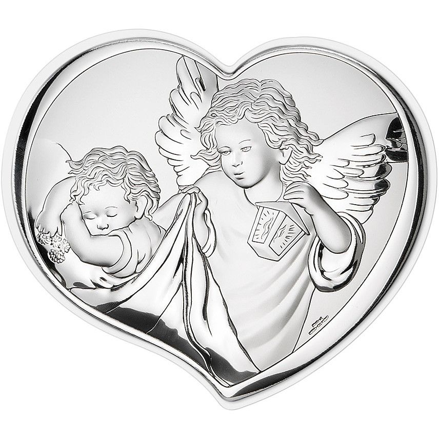 Valenti Icona Sacra Angeli Laminato Argento e Legno 18X16