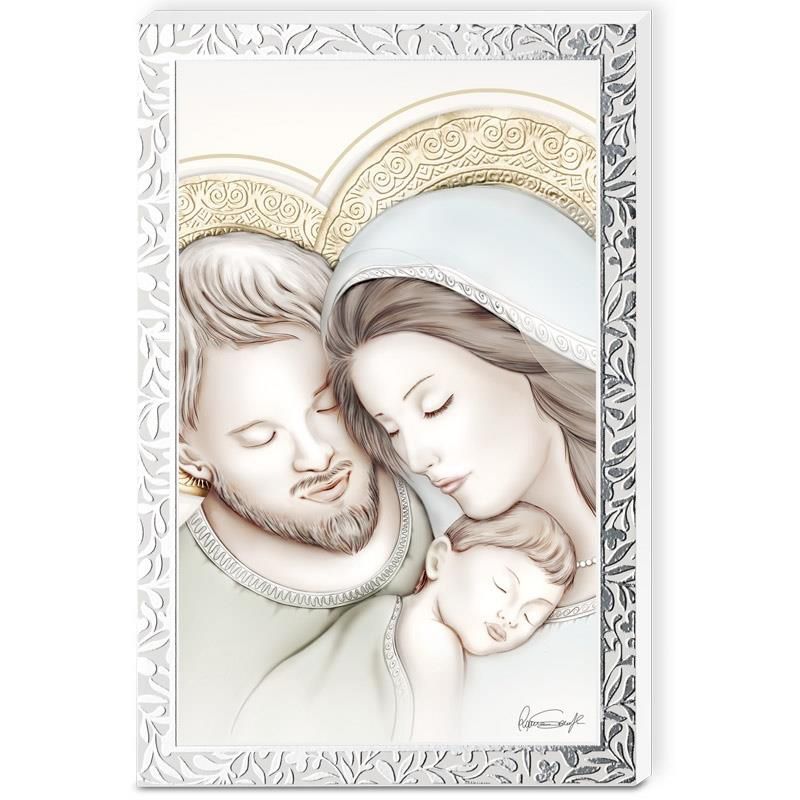 Valenti Sacra Famiglia Laminato Argento e Legno 11.5X17.5