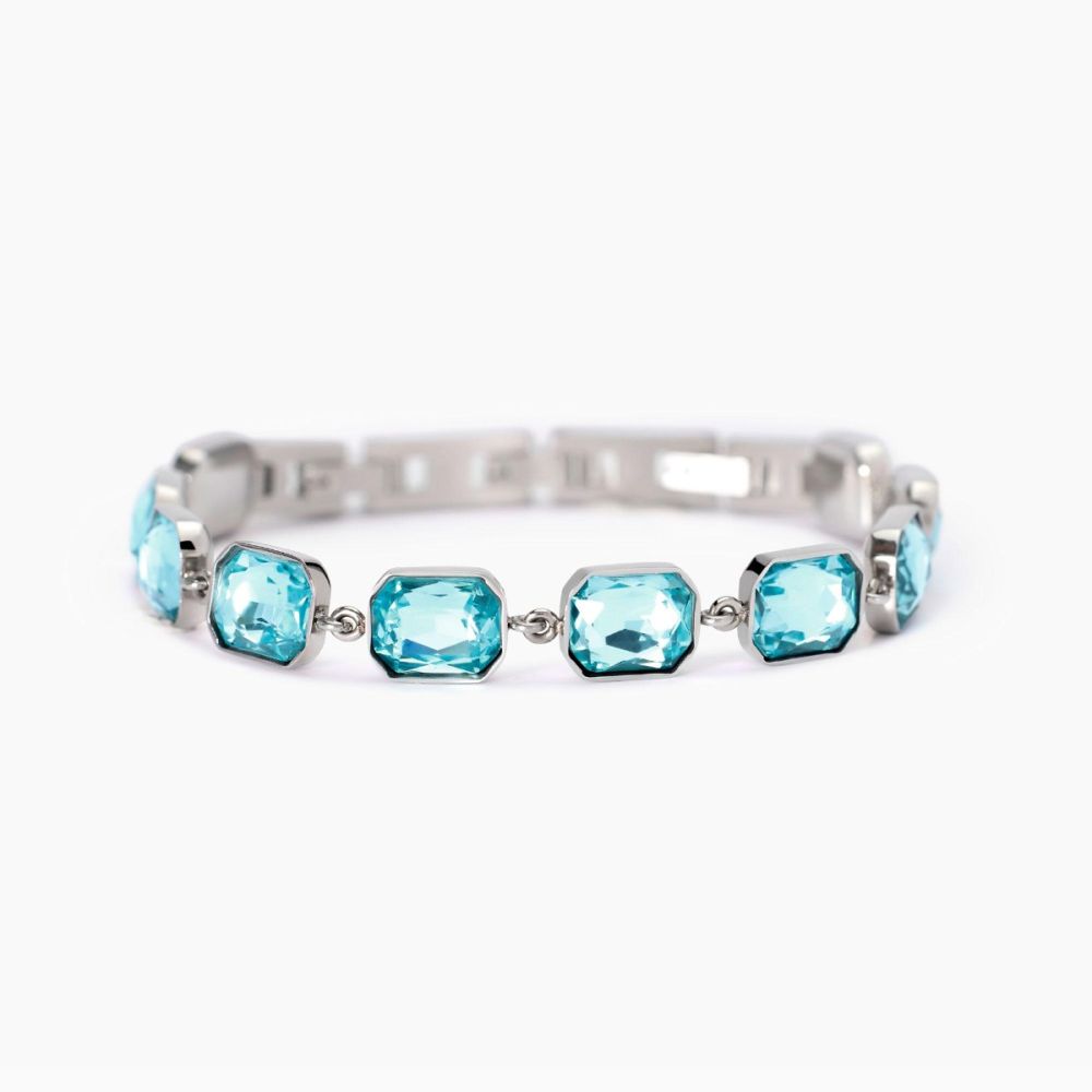 Kidult Bracciale Acciaio Cristalli Azzurri